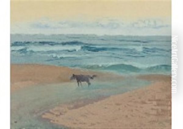 Seaside Horse Oil Painting by Kanae Yamamoto