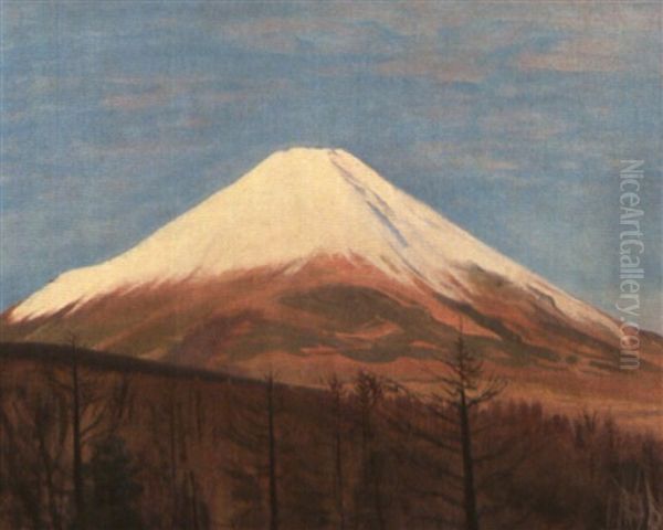 Mount Fuji By Lake Yamanaka Oil Painting by Kanae Yamamoto