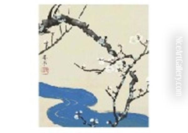 Plum Flower Oil Painting by Shunkyo Yamamoto