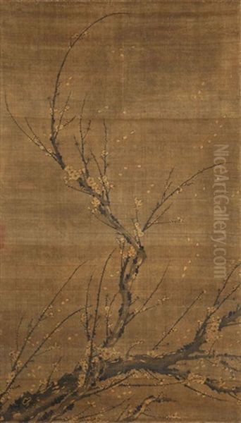 Branch Of Blossoming Plum Oil Painting by  Yang Wujiu