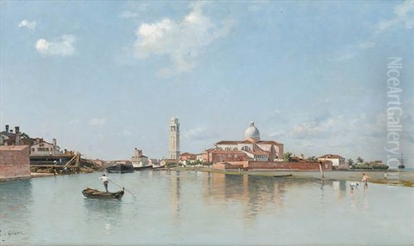 Hafen Von Venedig Mit Ruckseitiger Sicht Auf Die Basilica Di San Marco Oil Painting by Edmond Yarz