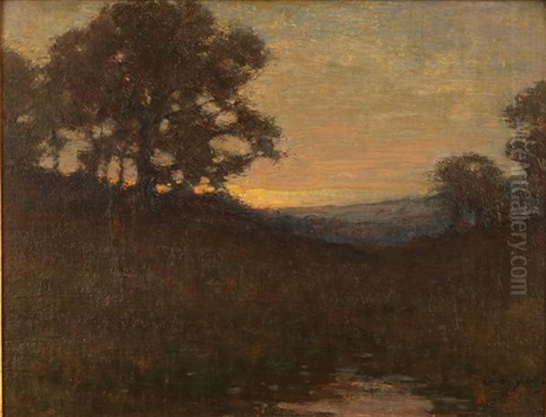 Sunset Landscape Oil Painting by Cullen Yates