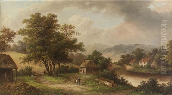 Cottage By The River Oil Painting by William Henry Yates