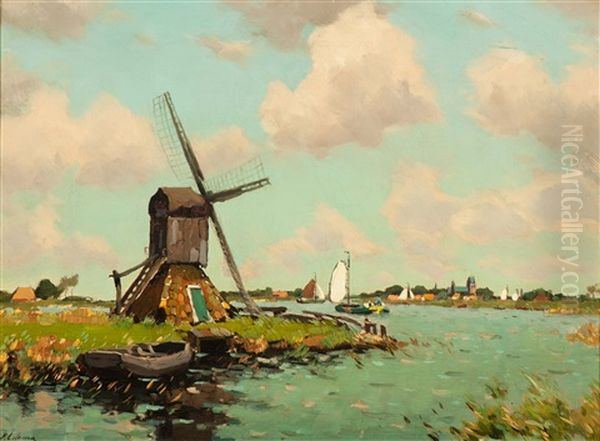 Frisian Waters Oil Painting by Egnatius Ydema