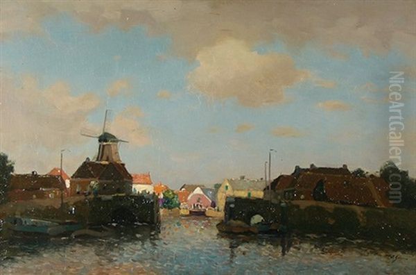 Landscape With Windmill Oil Painting by Egnatius Ydema