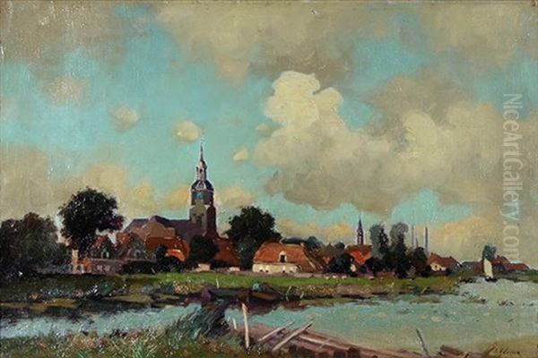 Landscape With Church Oil Painting by Egnatius Ydema