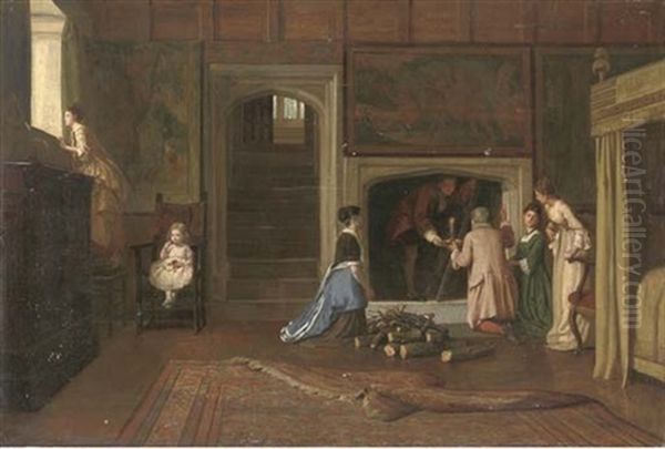 The Jacobite's Escape: The Punch Room At Cotehele House, Cornwall Oil Painting by William Frederick Yeames