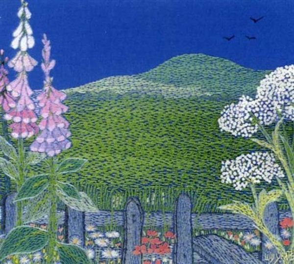 Foxgloves By A Fence Oil Painting by Lily Yeats