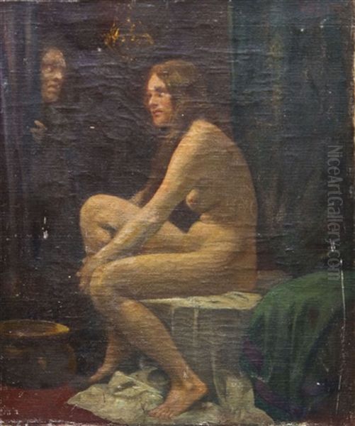 Sitzender Damenakt Oil Painting by Rudolf Yelin