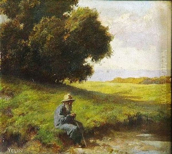 Wanderer Am Seeufer Oil Painting by Rudolf Yelin