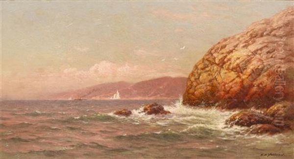 Point Lobos From Fort Point (a Study) Oil Painting by Raymond Dabb Yelland