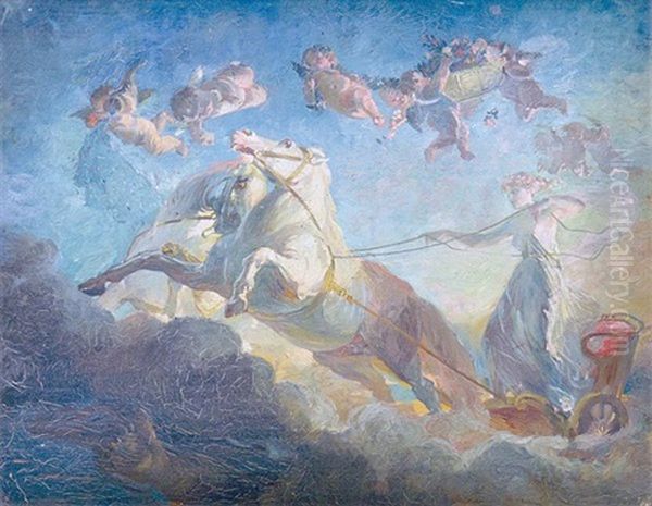 Study Of The Rise Of Dawn From The Ceiling Of The Queen's Chamber, Palais Du Luxembourg, Paris Oil Painting by Karl Yens