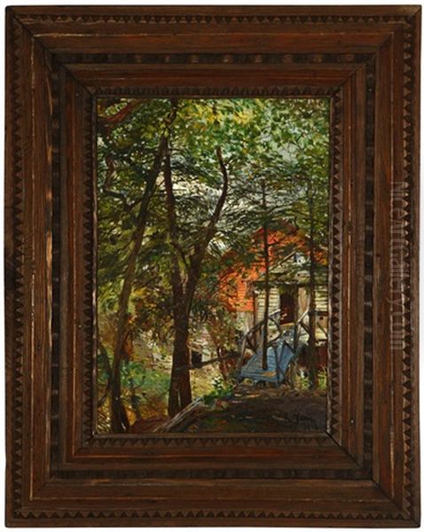 Cabin Through The Trees Oil Painting by Karl Yens