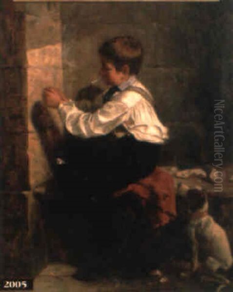 Mischievous Boy Oil Painting by George Henry Yewell