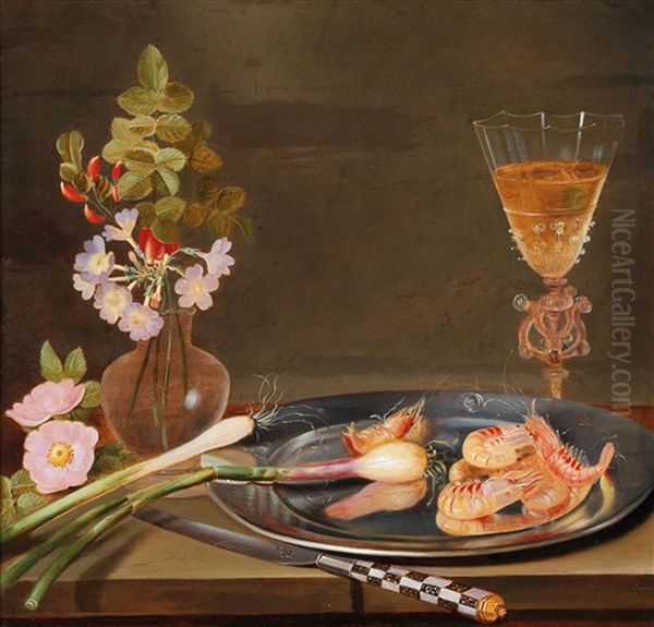 A Still Life With A Vase Of Flowers Oil Painting by Frans Ykens