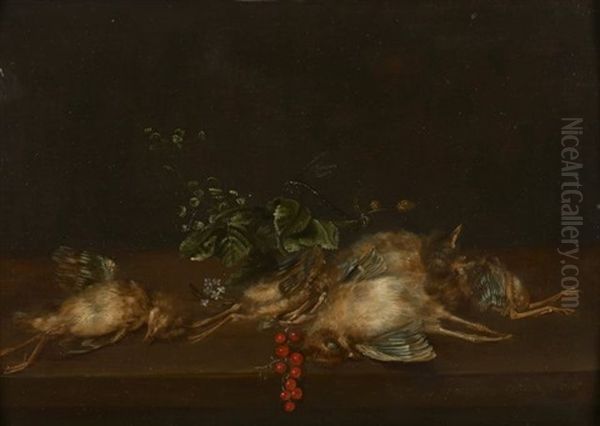 Composition Aux Oiseaux Et Aux Groseilles Oil Painting by Frans Ykens