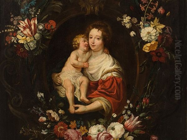 Madonna And Child Oil Painting by Frans Ykens