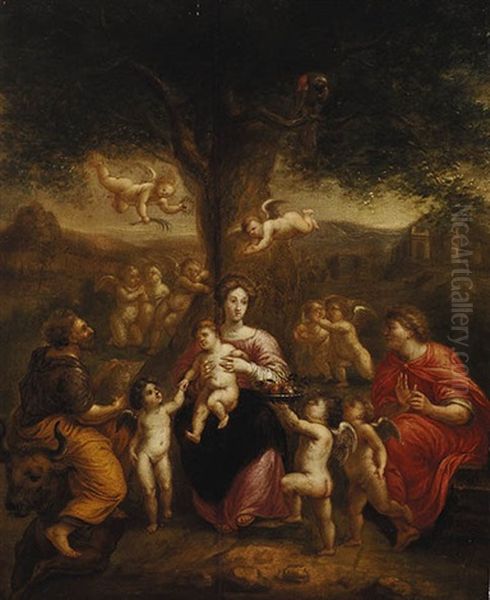 Saint Lucas Portraying Madonna With Child Oil Painting by Pieter Abrahamsz Ykens