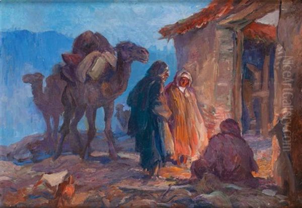 La Halte Des Caravaniers Oil Painting by Frederick Coffay Yohn