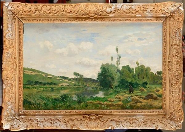 Pecheur En Bord D'etang Oil Painting by Edmond Charles Joseph Yon