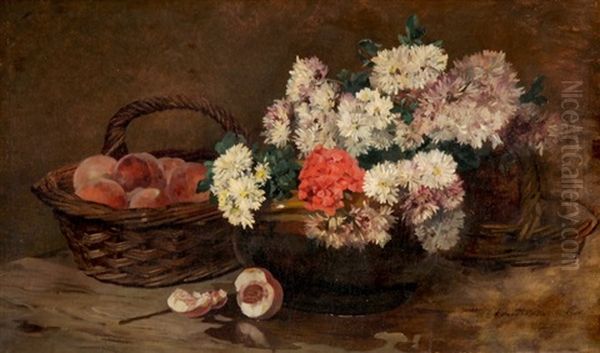 Chrysanthemes Oil Painting by Edmond Charles Joseph Yon