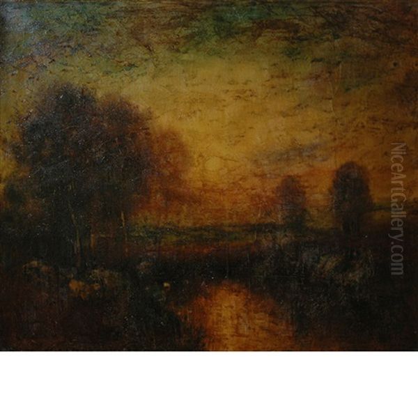 Sunset Oil Painting by Hirsto Yonchev-Kriskaretz