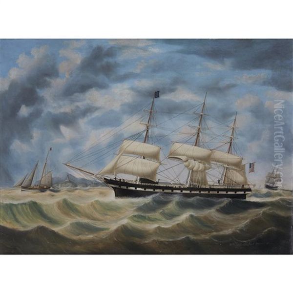 The American Barque Sea Flower Bound For Liverpool, Signaling For A Pilot Off The Skerries Oil Painting by William Gay Yorke