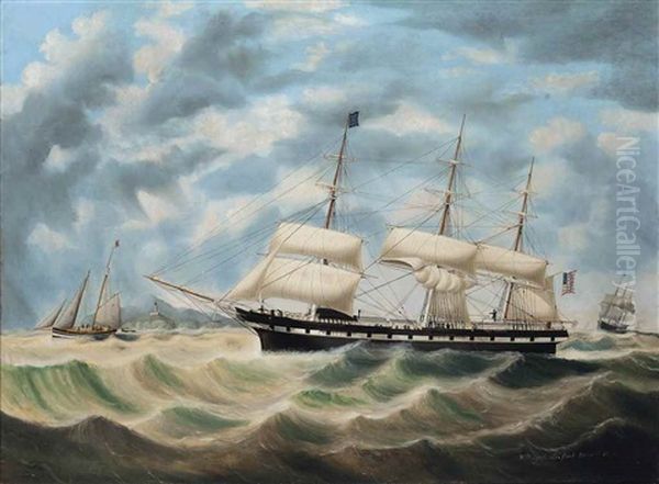 The American Barque Sea Flower Bound For Liverpool, Signalling For A Pilot Off The Skerries Oil Painting by William Gay Yorke