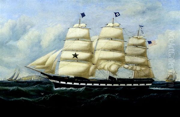 The Black Star Packet "resolute" Oil Painting by William Gay Yorke