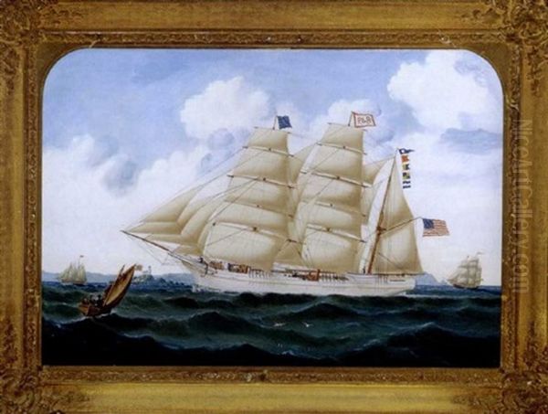 American Ship 'anglo Saxon' Oil Painting by William Gay Yorke