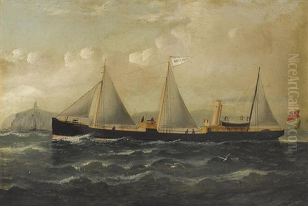 The British Sail/steamer Home Force Departing The English Coast Oil Painting by William Howard Yorke