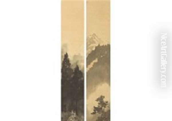 Landscape (2 Scrolls) Oil Painting by Hiroshi Yoshida