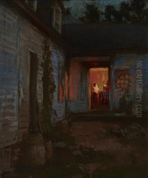 Farmhouse At Night, Tyringham Oil Painting by Hiroshi Yoshida