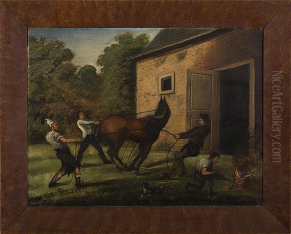 Outside The Blacksmith's Shop Oil Painting by William Henry Youdale