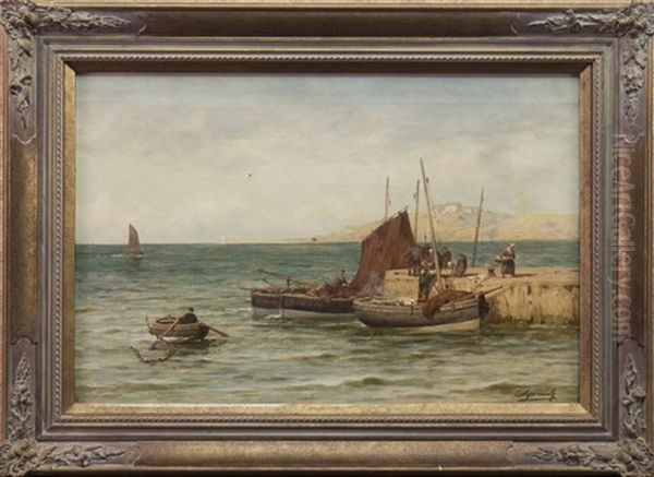 East Coast Village Pier Oil Painting by Alexander Young