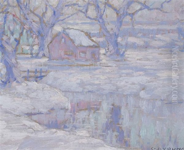 Untitled (house In Winter) Oil Painting by Charles Jac Young