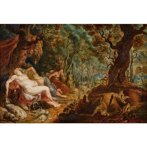 Sleeping Diana Oil Painting by Jan Thomas Van Yperen