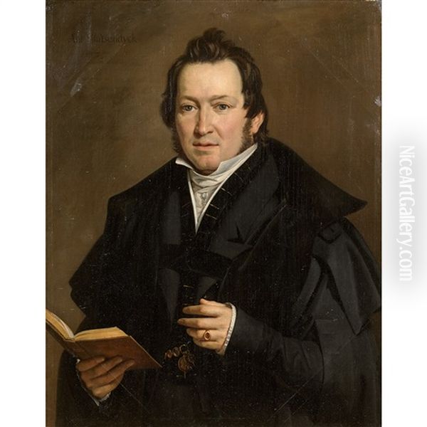 Portrait D'homme Au Livre Oil Painting by Anton van Ysendyck