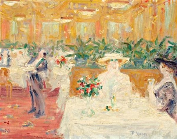 Interior De Un Cafe Parisino Oil Painting by Pere Ysern Alie