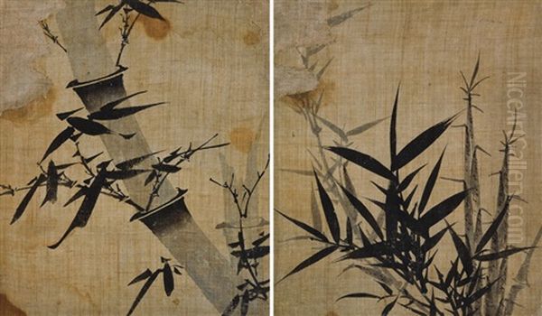 Bamboo (+ Another; 2 Works) Oil Painting by  Yu DuckJang