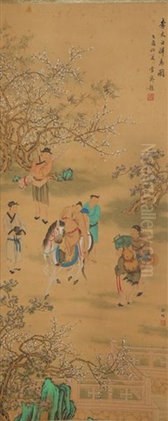 Yu Ming: Color And Ink On Silk 'li Bai' Painting by  Yu Ming