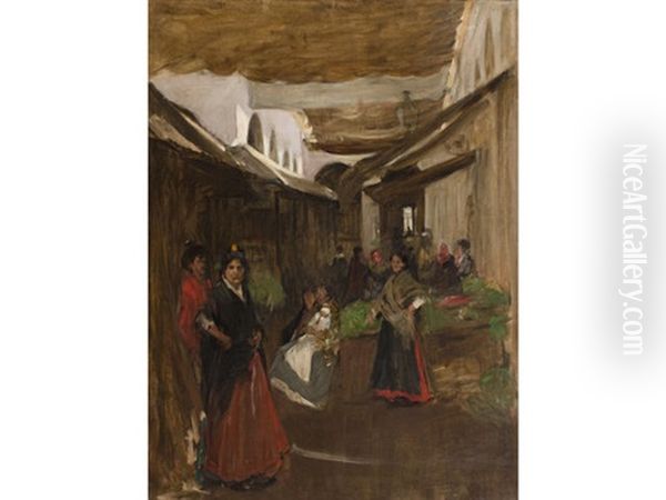 Spanish Street Market Oil Painting by William James Yule