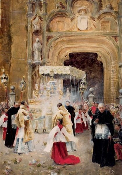 Procesion Del Corpus Christi Oil Painting by Felix Yuste