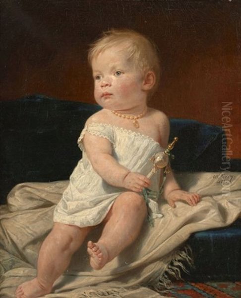 Enfant Au Hochet Oil Painting by Adolphe Yvon