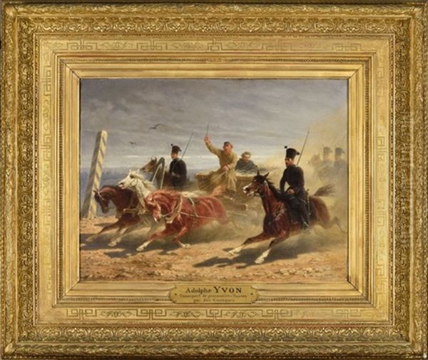 Transport De Prisonniers Russes Par Des Cosaques Oil Painting by Adolphe Yvon