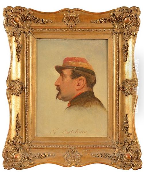 Etude De Portrait Du Colonel Castelnau Oil Painting by Adolphe Yvon