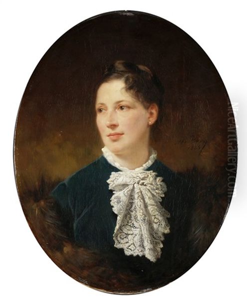 Portrat Einer Dame Mit Spitzenjabot Oil Painting by Adolphe Yvon