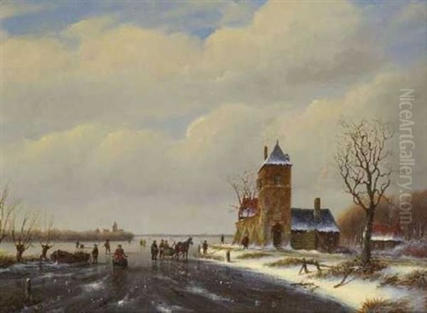 Eisvergnugen Oil Painting by Hester Adriana Cornelia Zaalberg