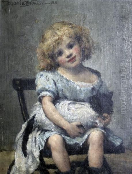 Seated Girl Holding A Cat Oil Painting by Maria Matilda Brooks