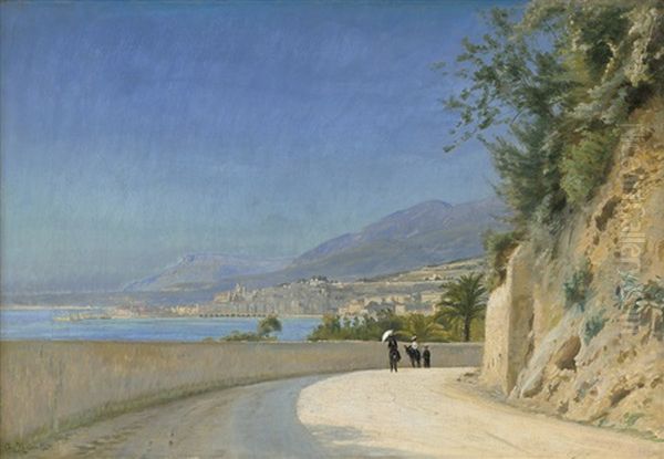 Reitende Damen Vor Der Bucht Von San Remo Oil Painting by Christian Peder Morch Zacho